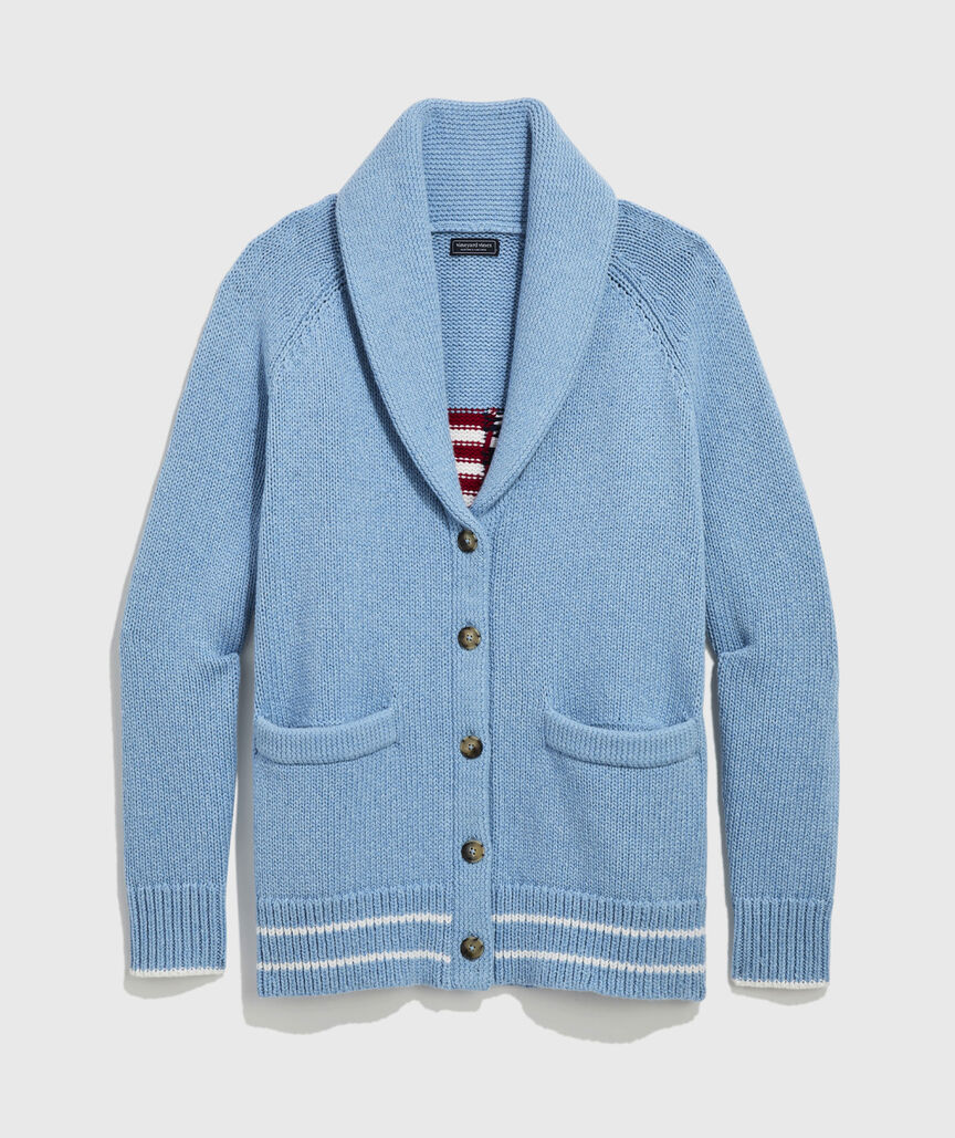 Flag Intarsia Shawl Cardigan