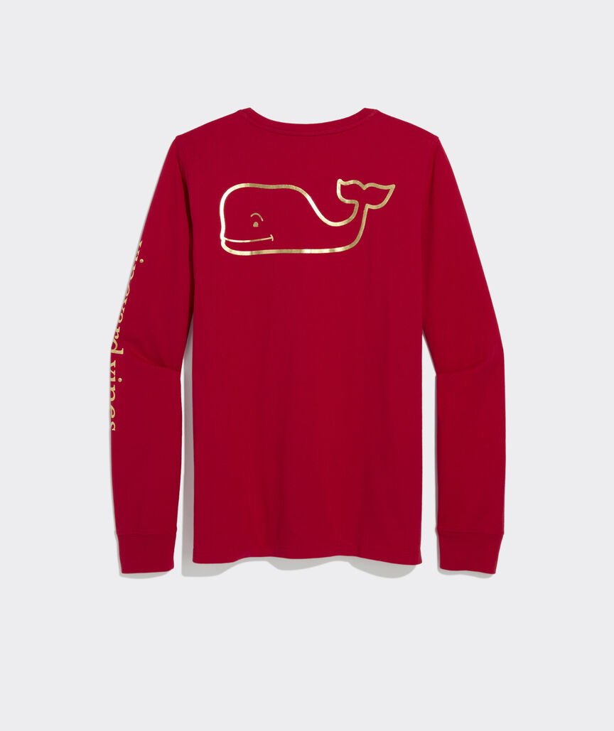 Women's Foil Vintage Whale Long-Sleeve Pocket Tee