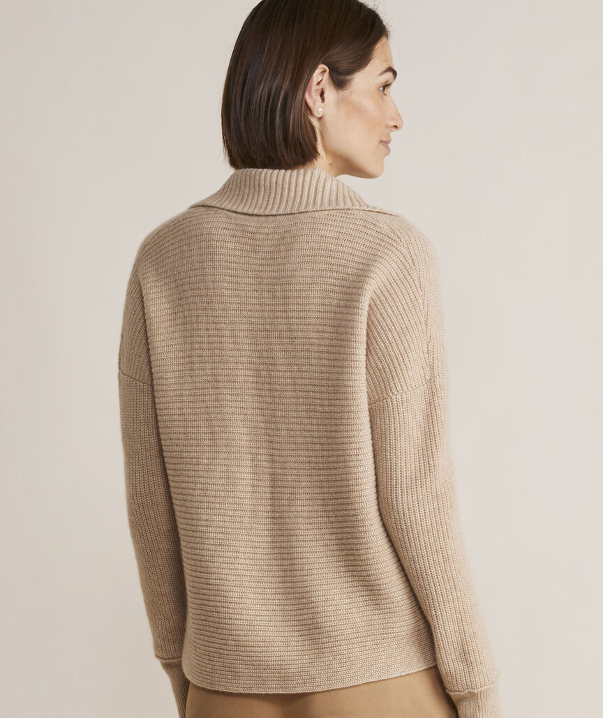 Ribbed Cashmere Polo Sweater