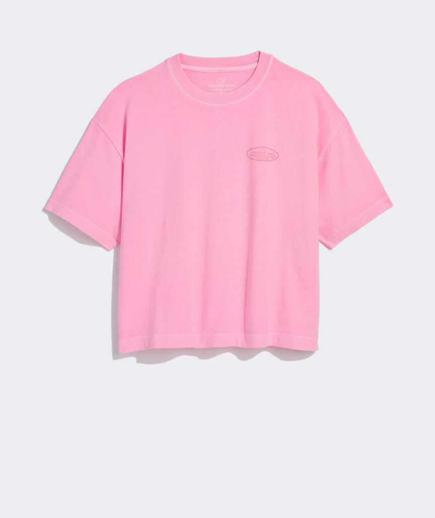 Women's Garment-Dyed Distressed Surf Logo Boxy Tee