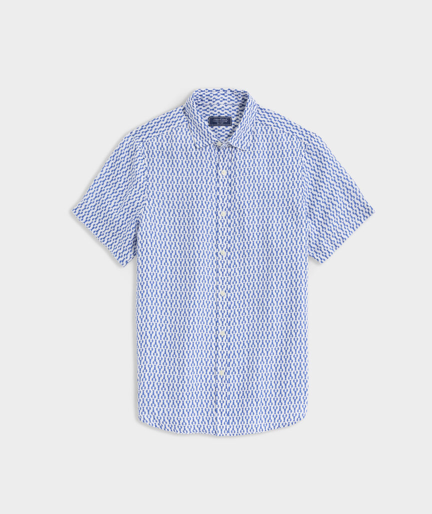 Linen Short-Sleeve Micro Lobsters Shirt