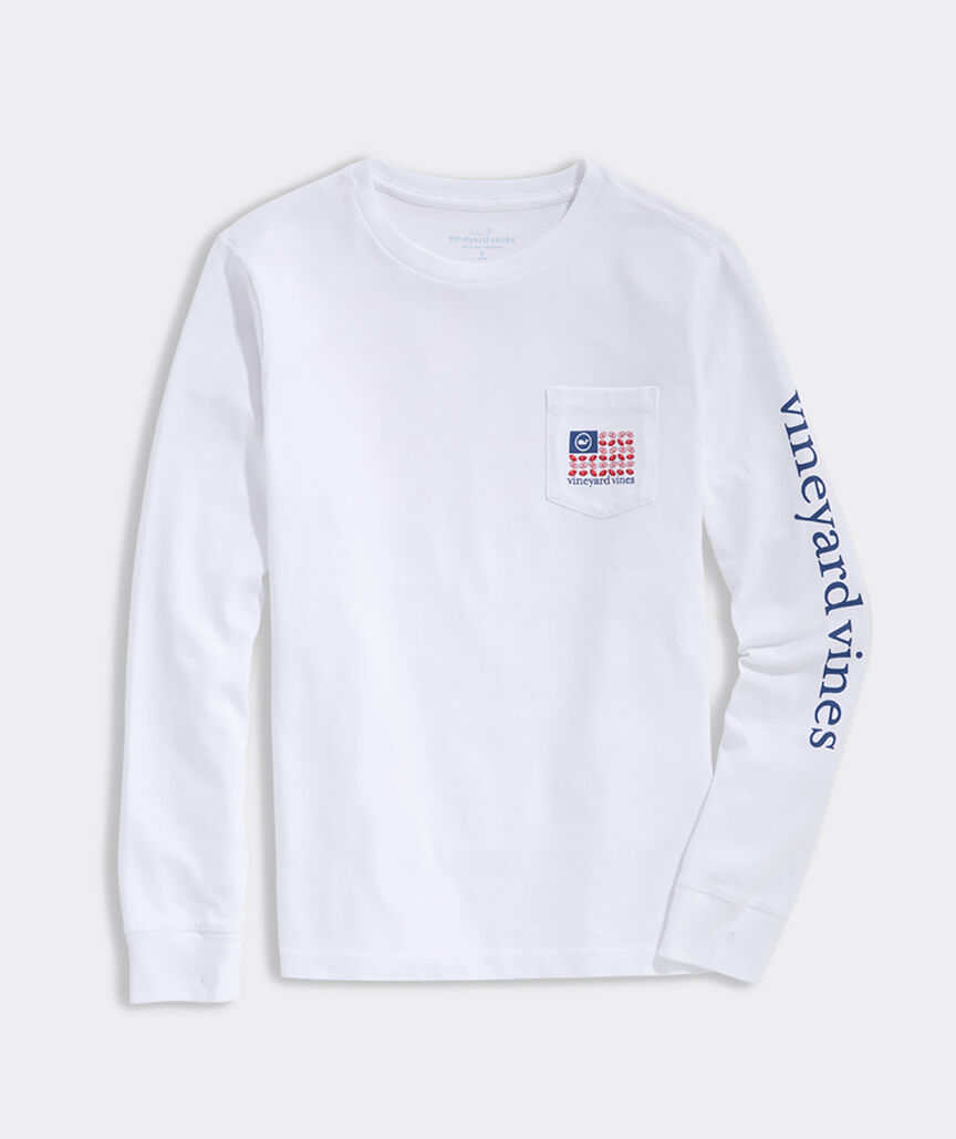 Boys' Football Flag Long-Sleeve Pocket Tee