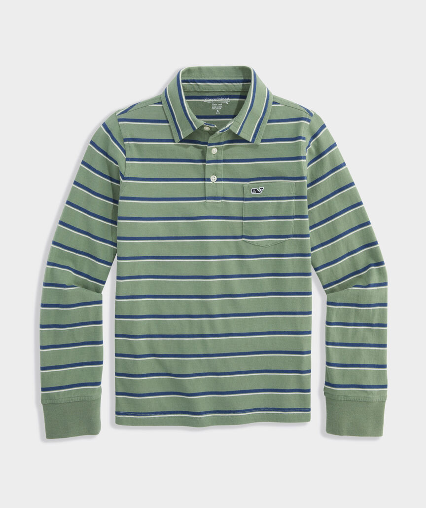 Boys' Striped Surf Long-Sleeve Polo