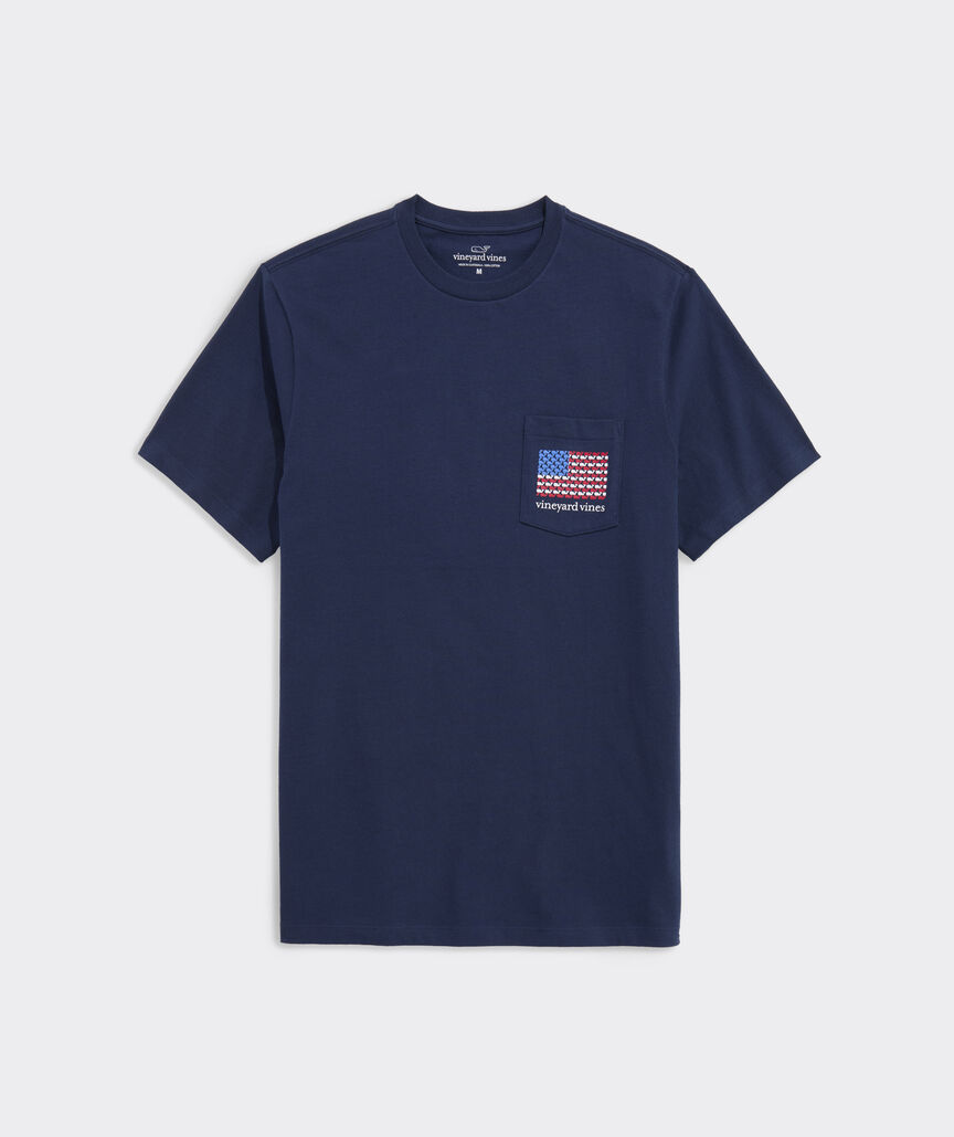Micro Whale American Flag Short-Sleeve Pocket Tee