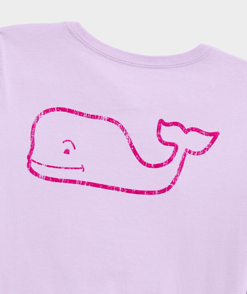 Girls' Two-Toned Vintage Whale Long-Sleeve Pocket Tee