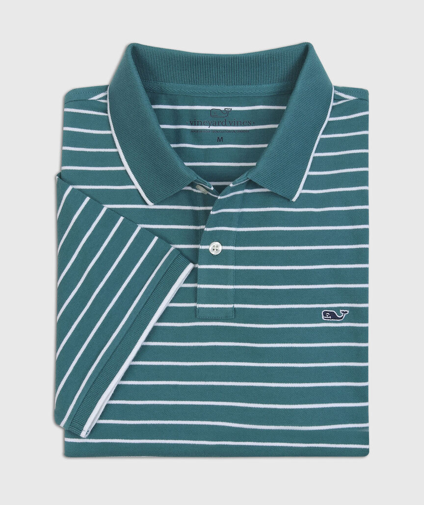 OUTLET Tipped Stripe Stretch Pique Polo