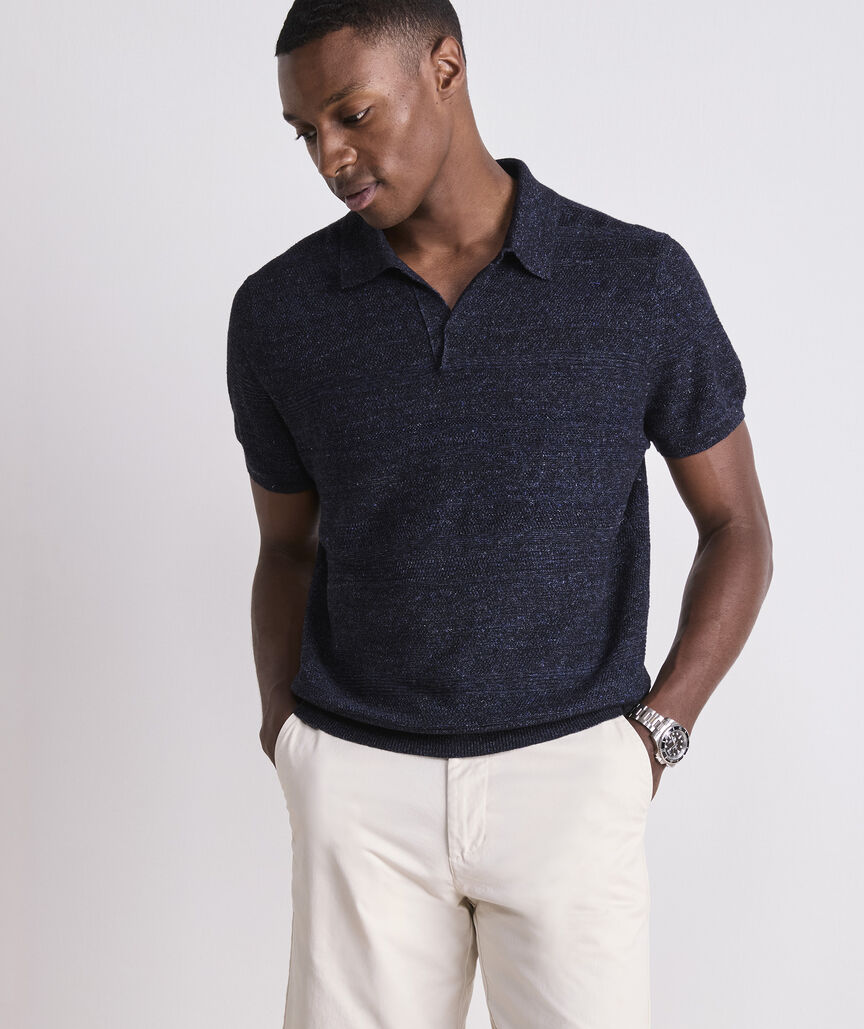 Linen Blend Sweater Polo