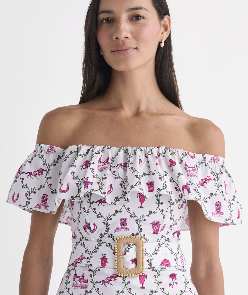 Kentucky Derby Women's Off-Shoulder Maxi Dress