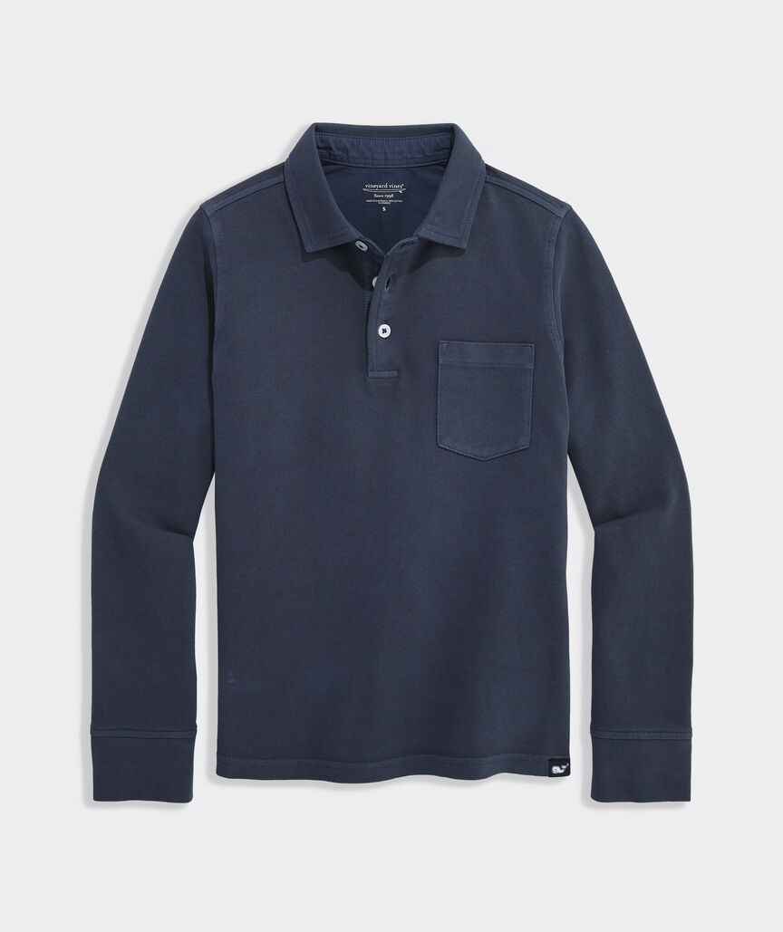 Boys' Lived-In Long-Sleeve Pique Polo