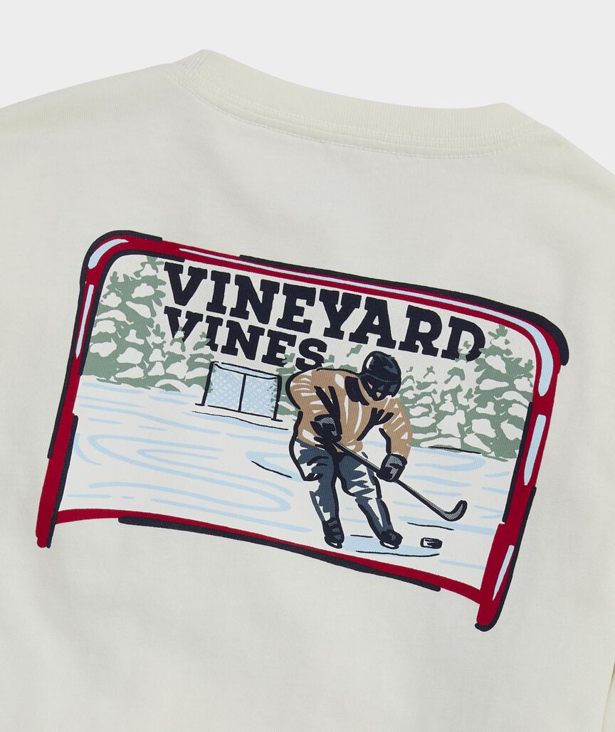 Boys' Painted Ice Hockey Long-Sleeve Pocket Tee