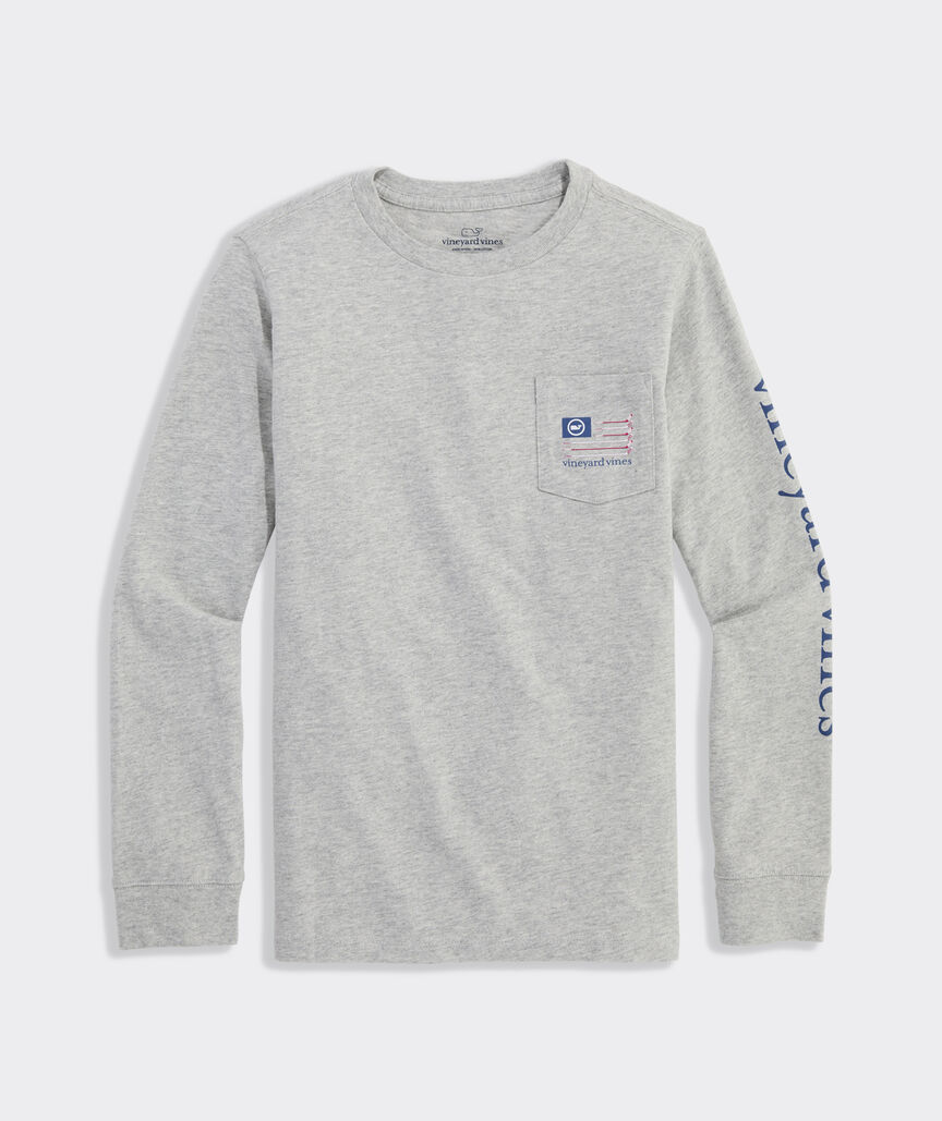 Boys' USA Hockey Flag Long-Sleeve Pocket Tee