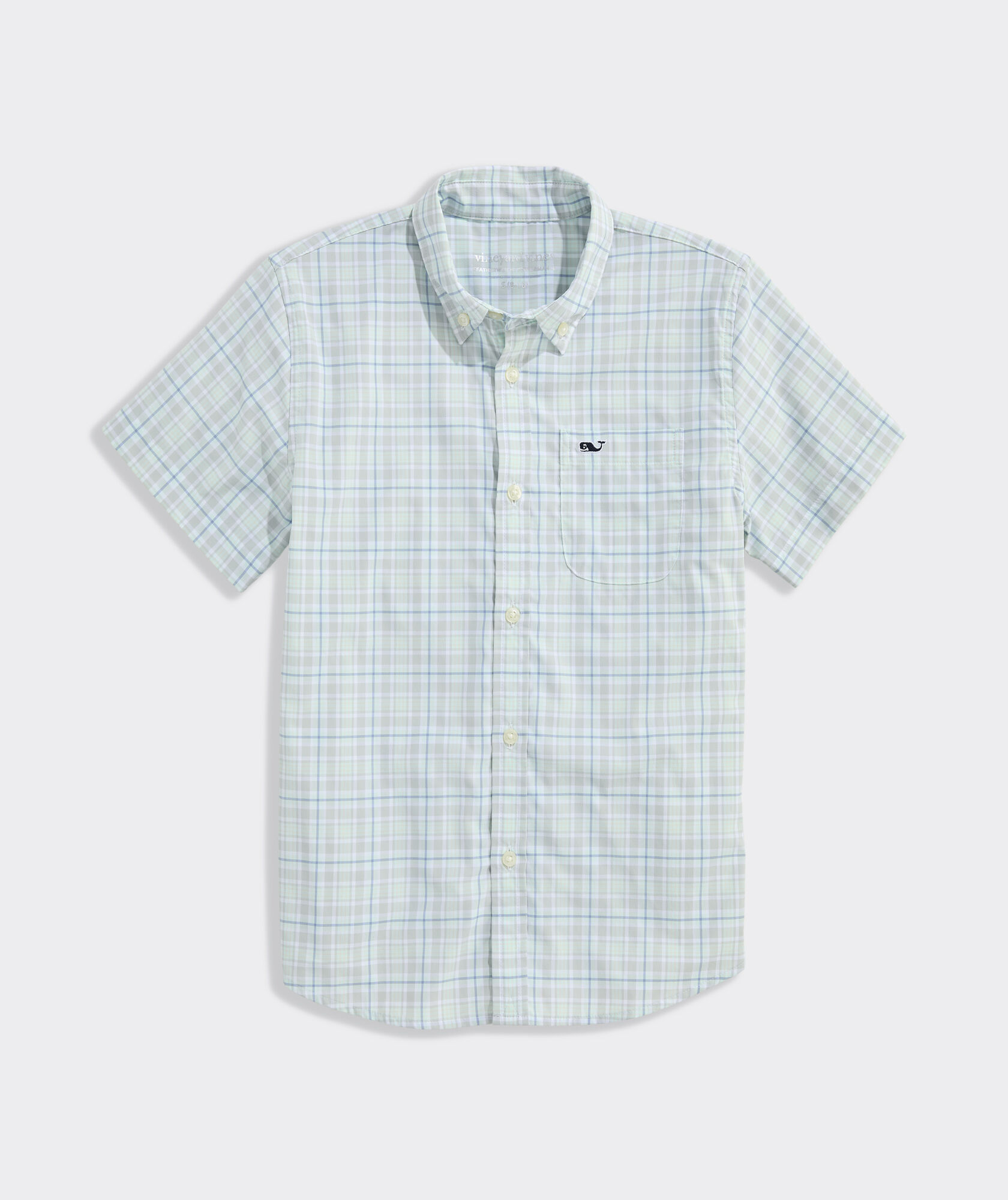 Boys' Performance Plaid Short-Sleeve Featherweight Shirt