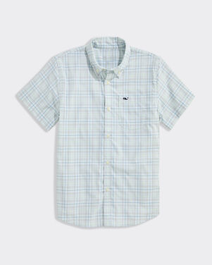 Boys' Performance Plaid Short-Sleeve Featherweight Shirt