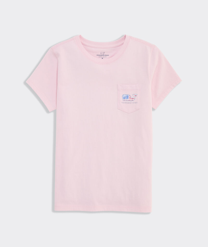 Girls' Water Color Flag Whale Short-Sleeve Pocket Tee