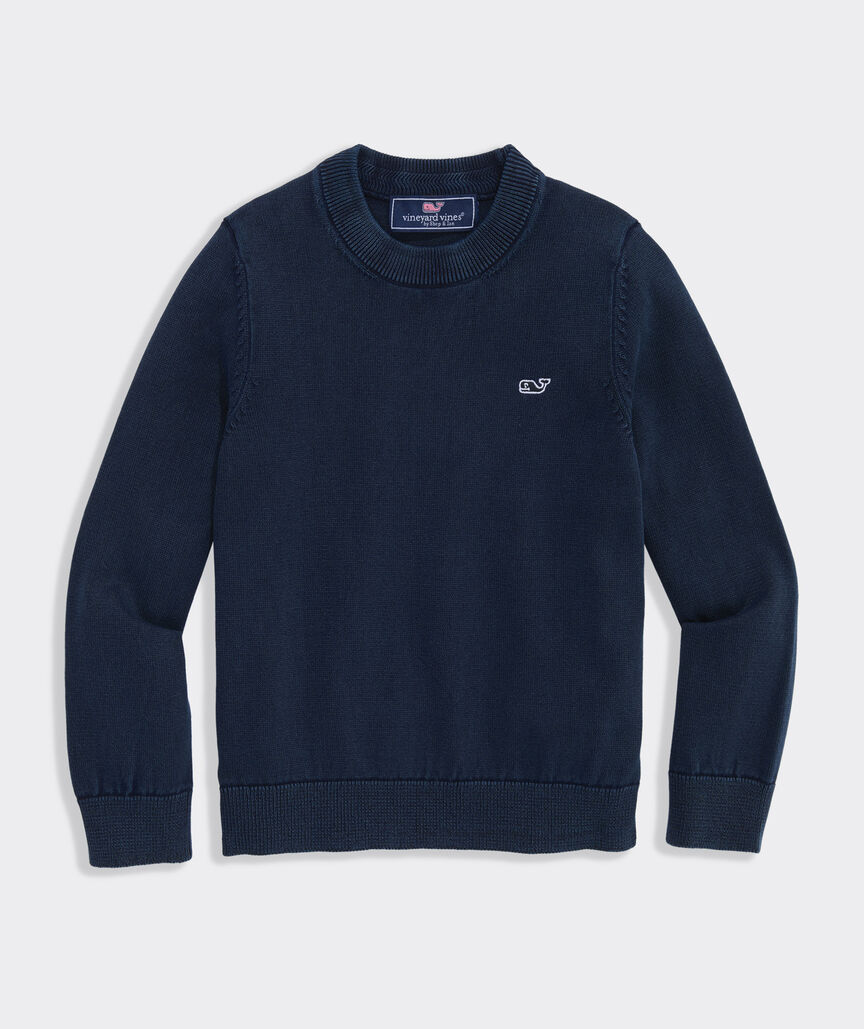 Boys' Garment-Dyed Cotton Crewneck Sweater