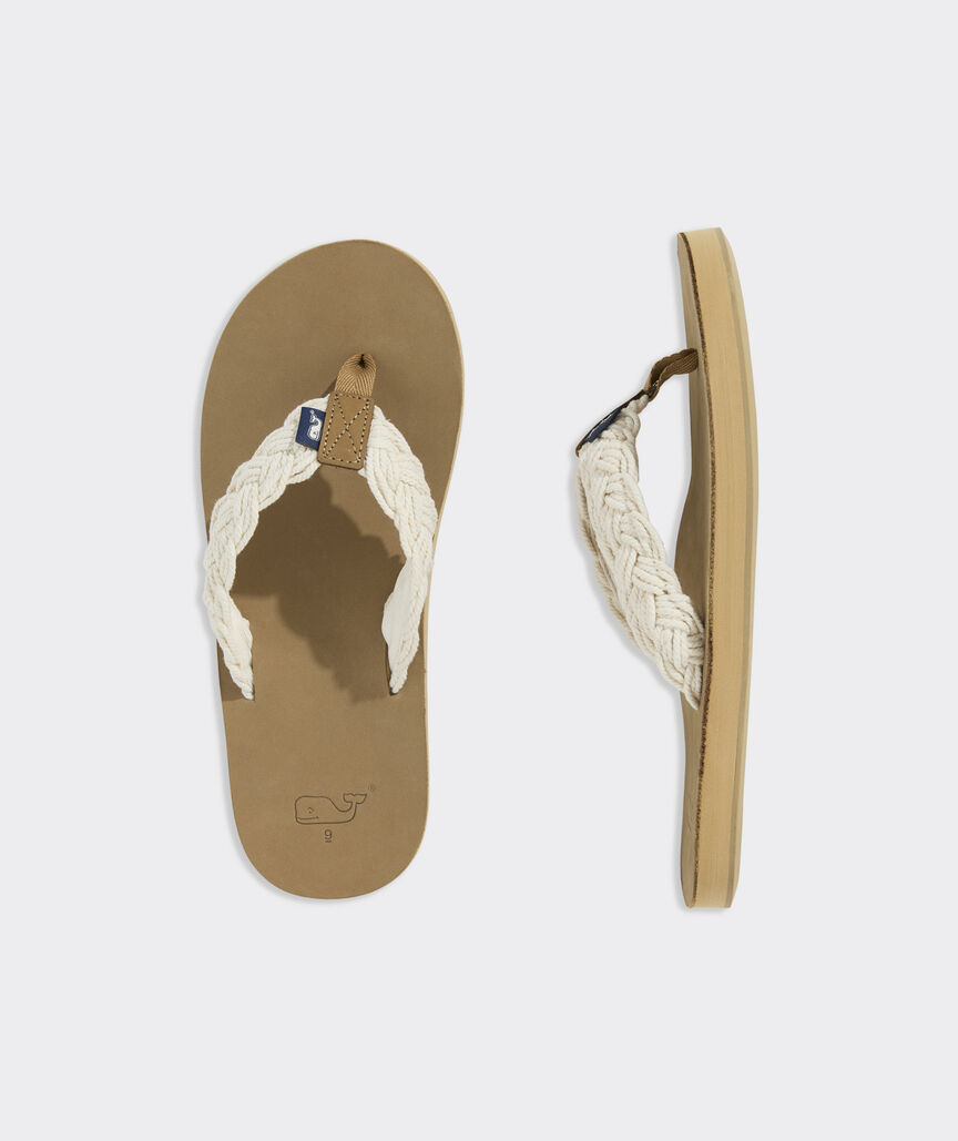 Braided Rope Leather Flip Flops