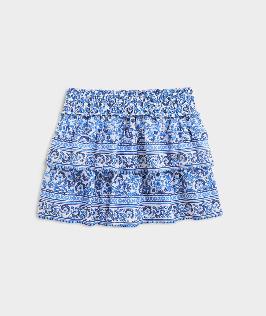 Girls' Printed Smocked Waist Skirt