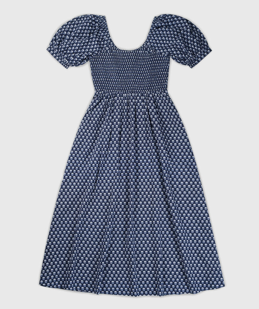 OUTLET Puff-Sleeve Smocked Maxi Dress