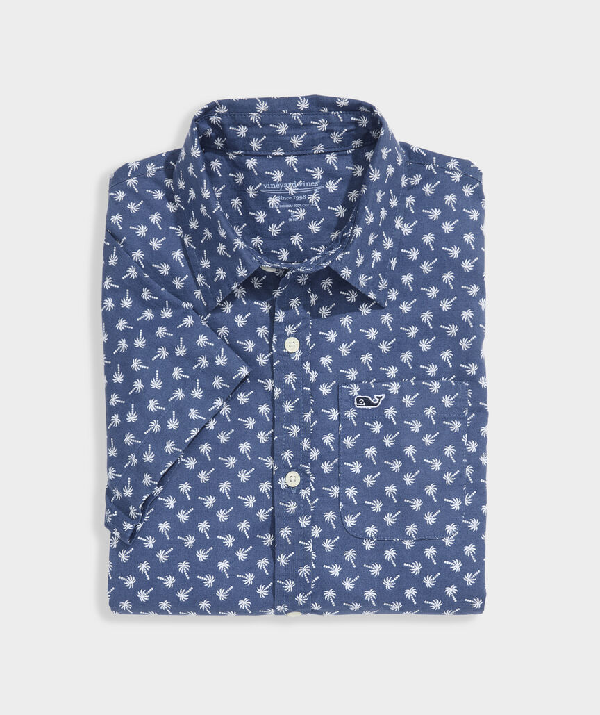 Boys' Printed Cotton Short-Sleeve Shirt