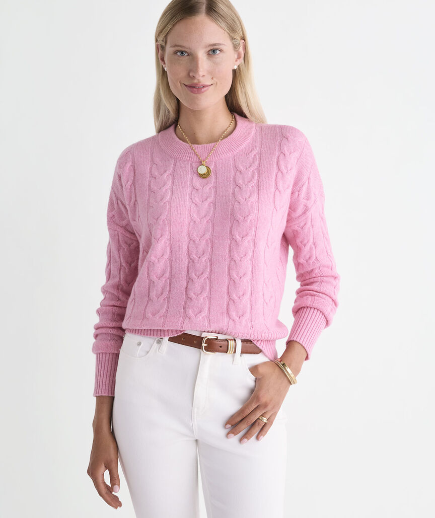 Cashmere Cable Crewneck Sweater
