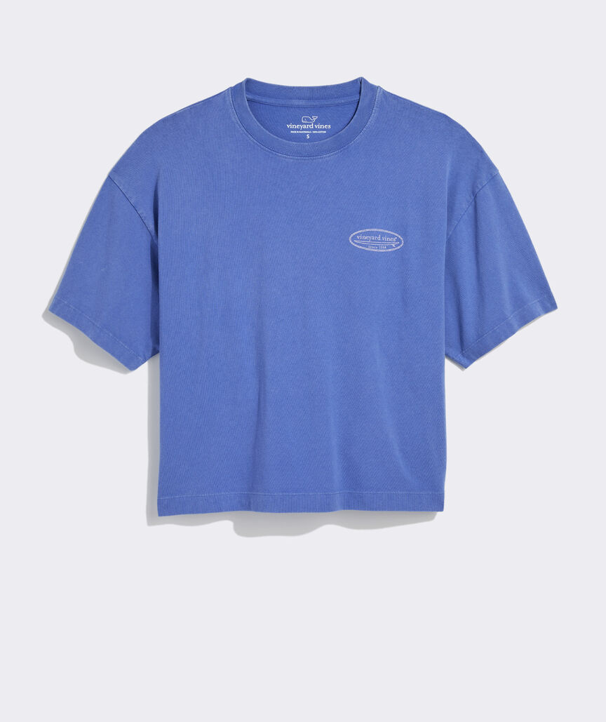 Women's Garment-Dyed Distressed Surf Logo Boxy Tee