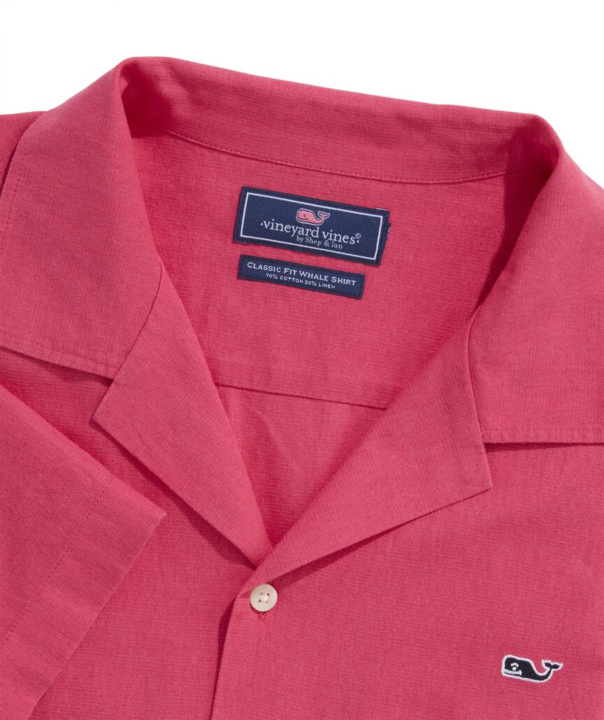 OUTLET Cotton Linen Short-Sleeve Cabana Shirt