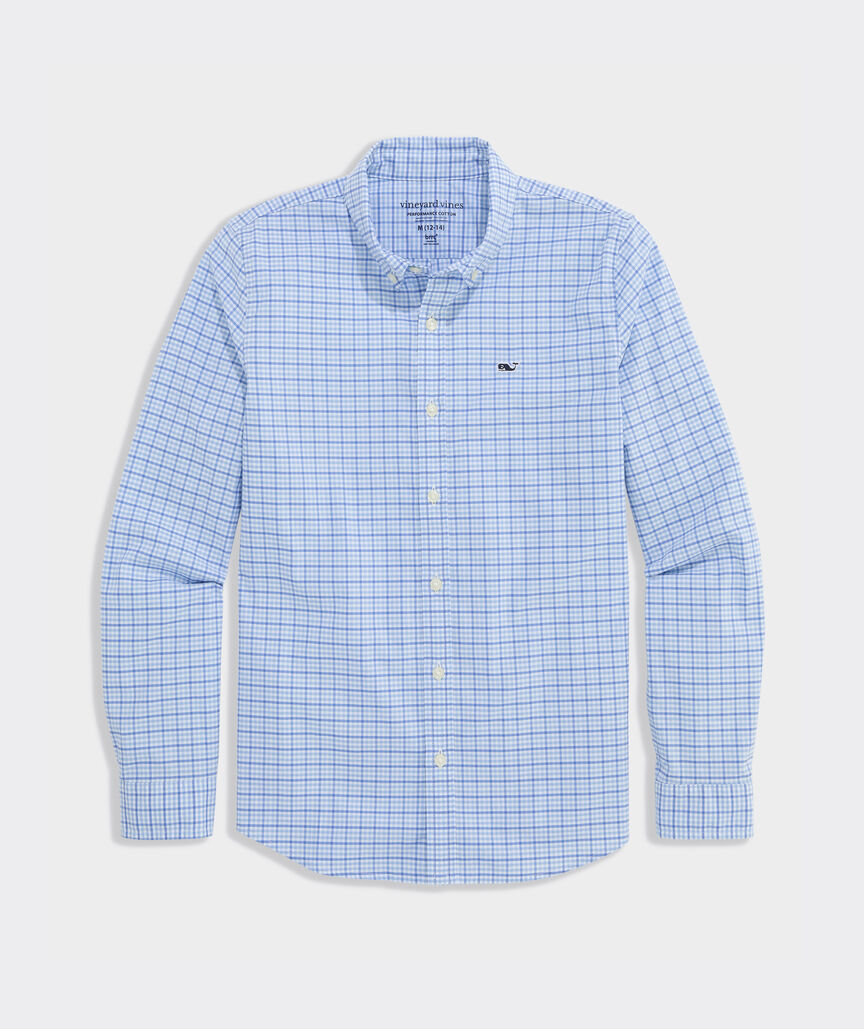 Boys' Catamaran Check Performance Cotton Shirt