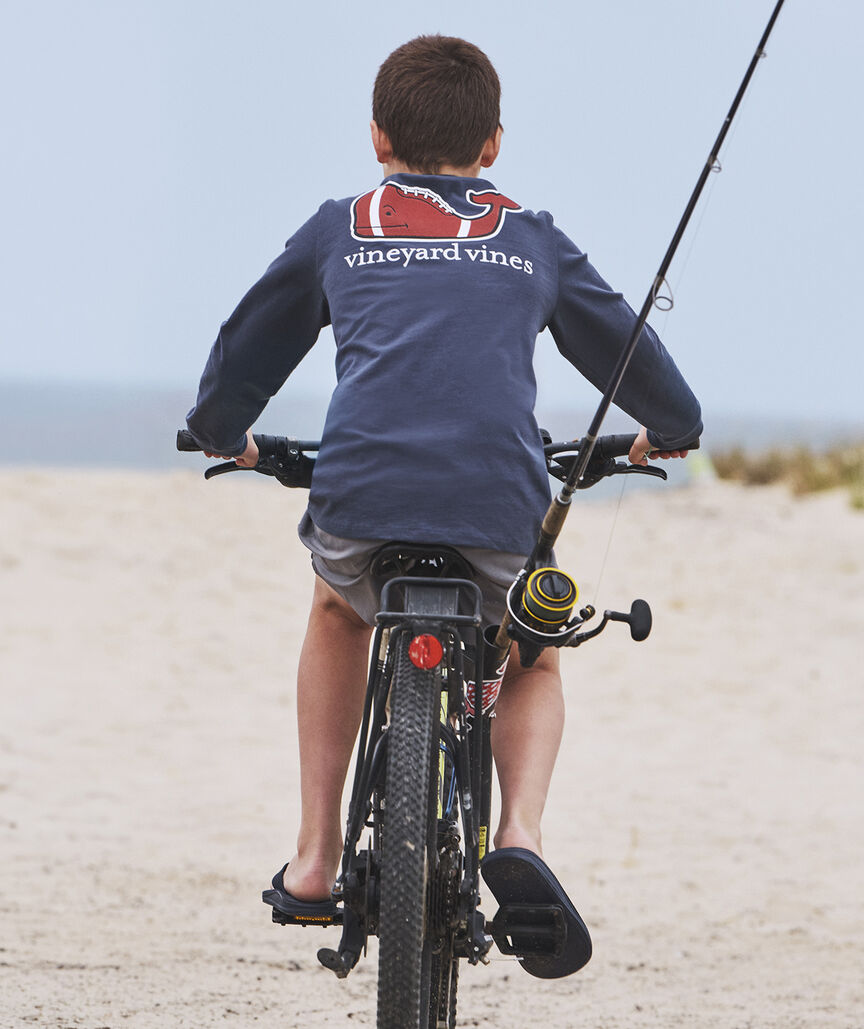 Boys' Football Whale Long-Sleeve Pocket Tee