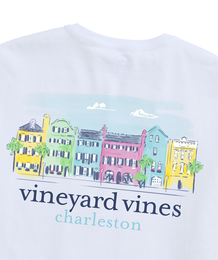 Mens Painterly Rainbow Row Short-Sleeve Pocket T-shirt - Charleston