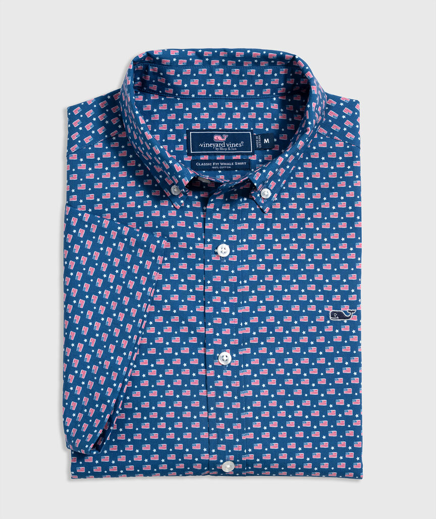 OUTLET Poplin Short-Sleeve Flag & Stars Shirt