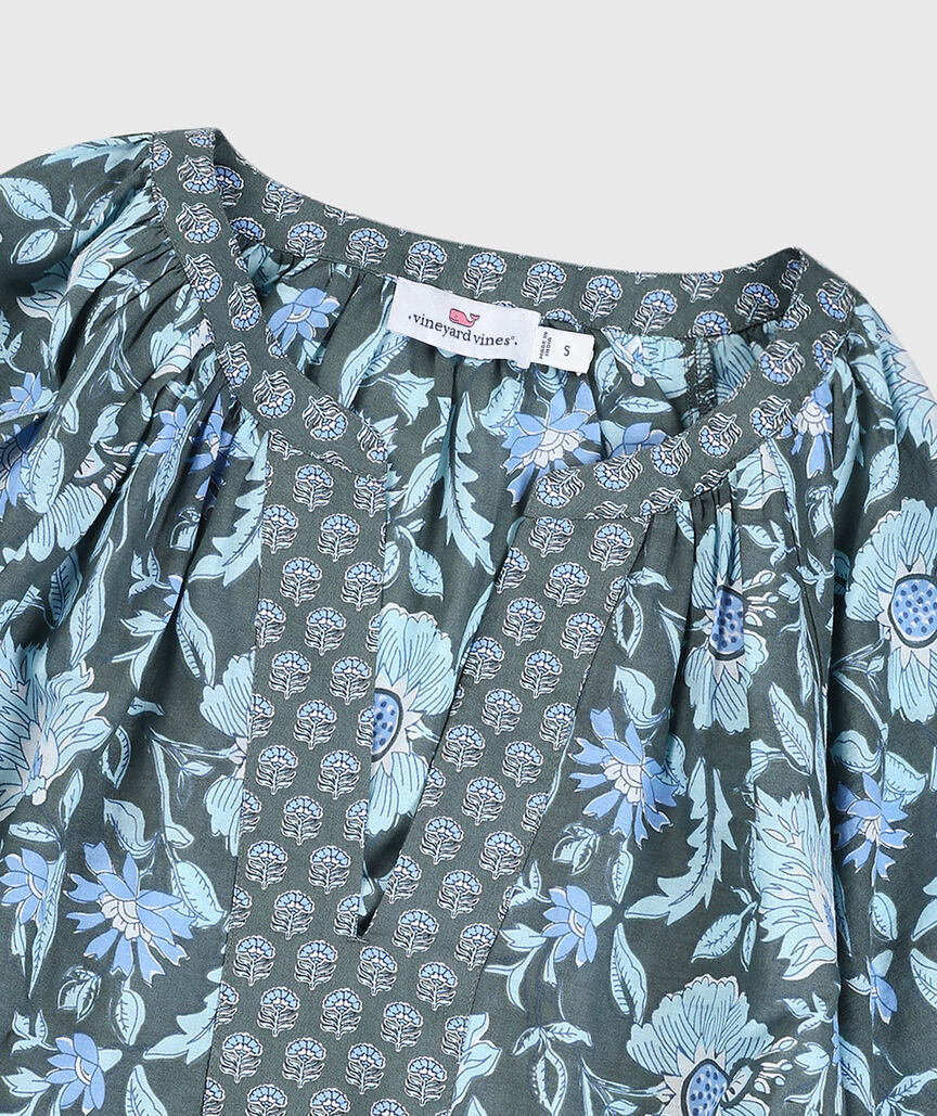 OUTLET Printed Long-Sleeve Popover Top