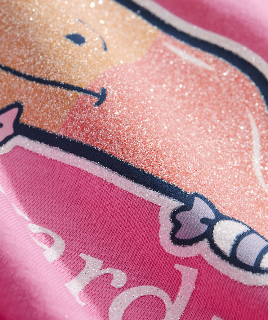 Girls' Glitter Candy Corn Whale Long-Sleeve Pocket Tee