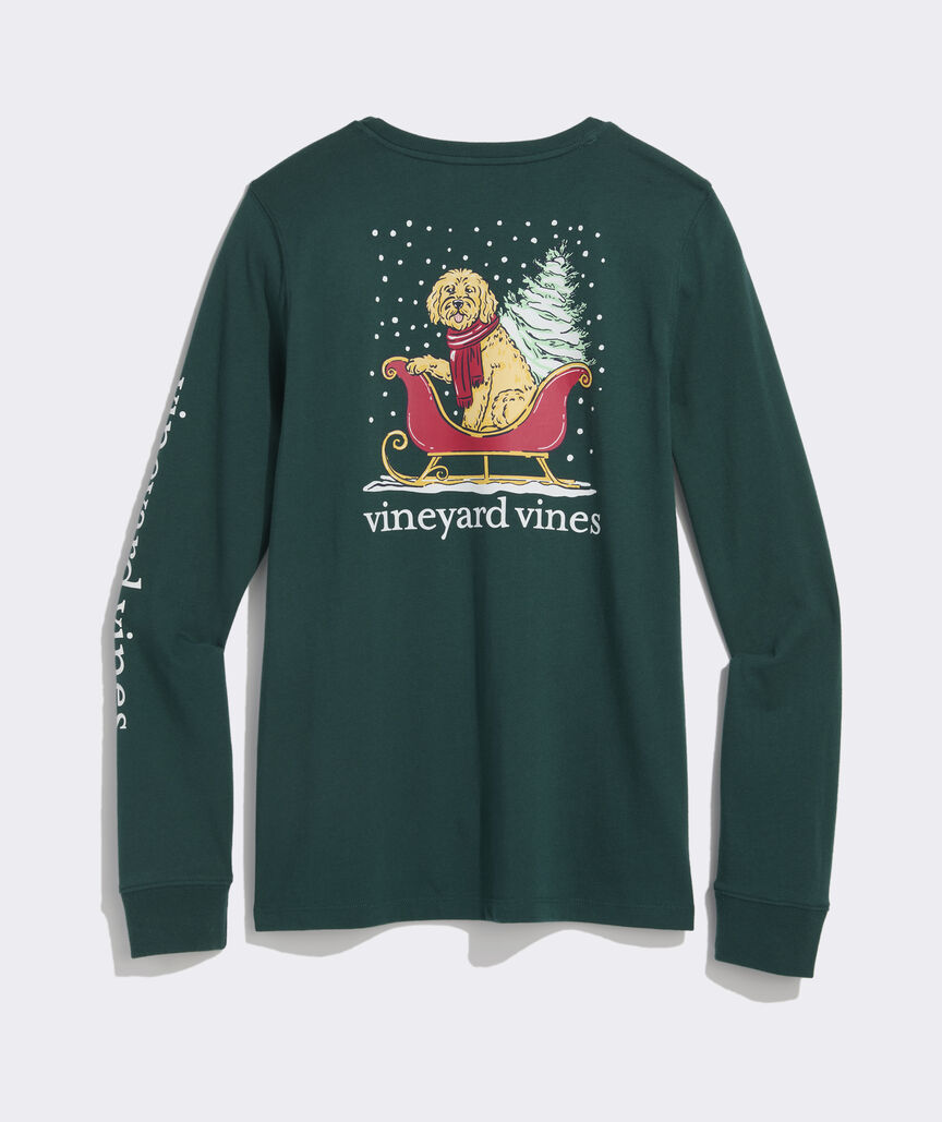 Women's Doodle Sleigh Long-Sleeve Pocket Tee
