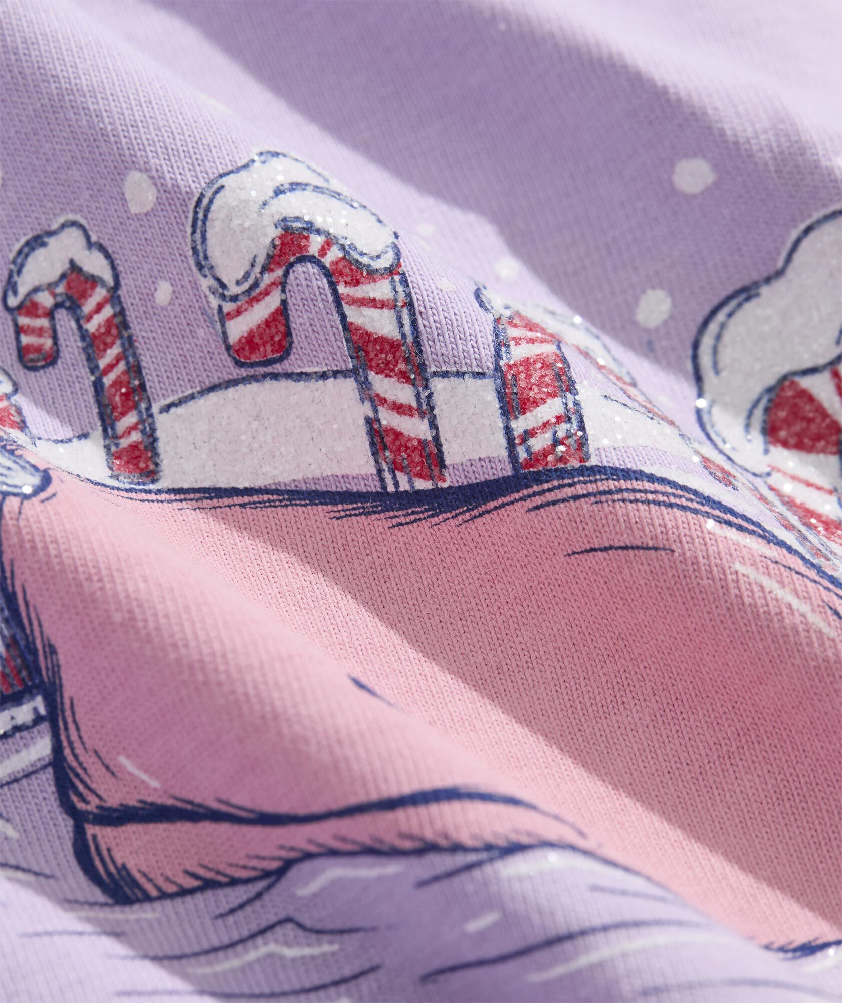 Girls' Glitter Candy Cane Narwhale Long-Sleeve Pocket Tee