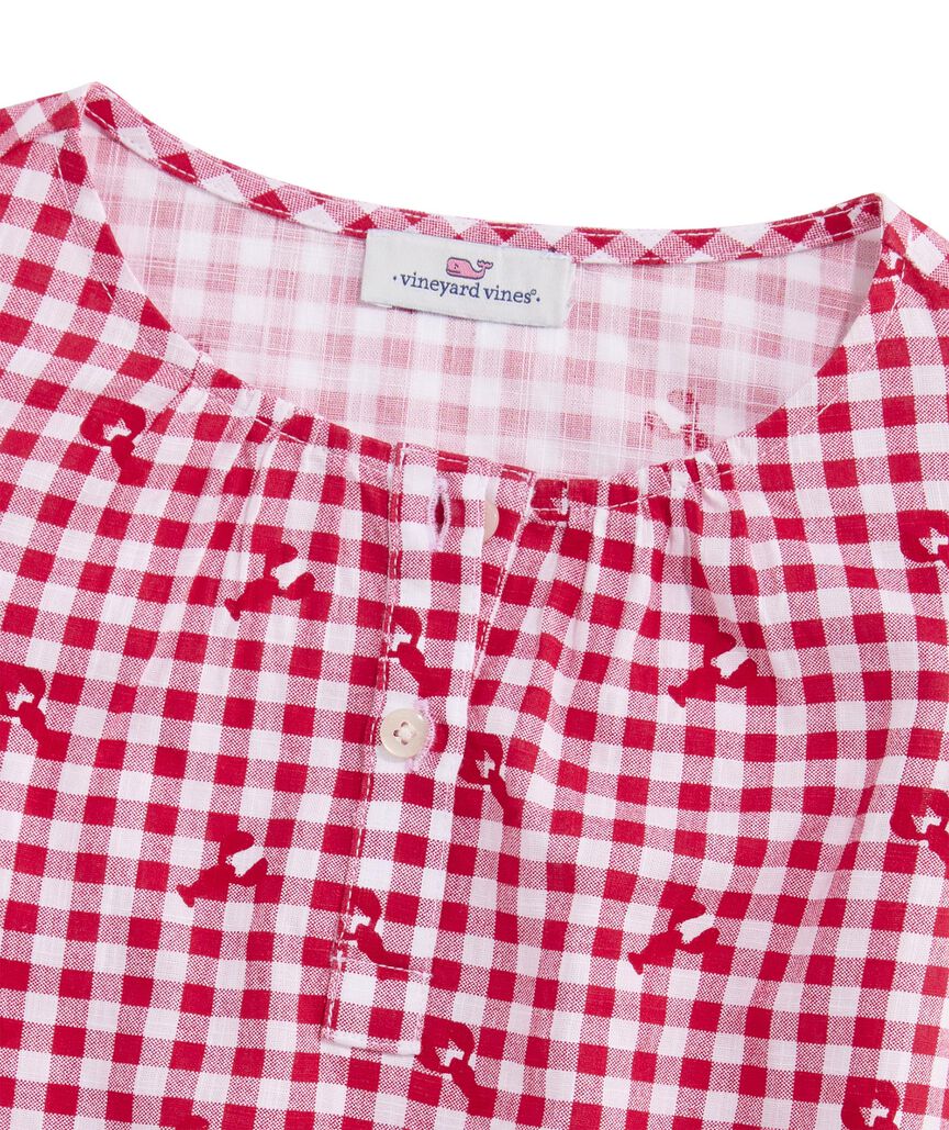 OUTLET Girls' Lobster Gingham Popover Top