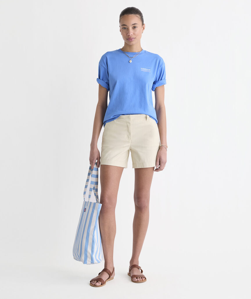 Women's Wine Wave Stack Boyfriend Crew Short-Sleeve Tee