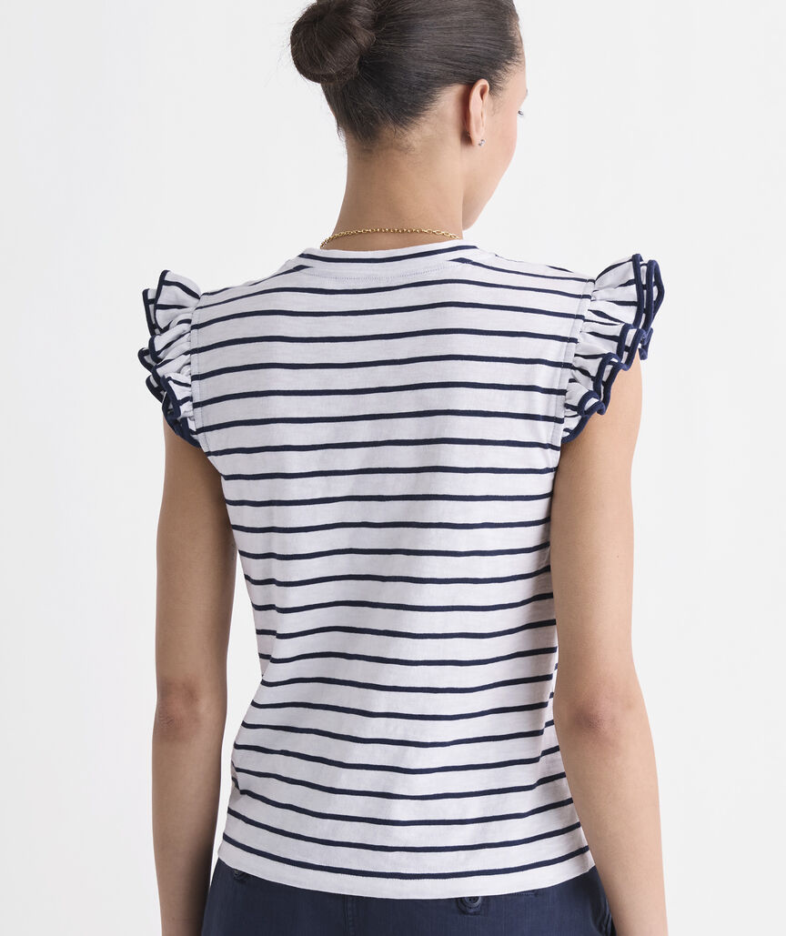 Flutter-Sleeve Slub Jersey Top