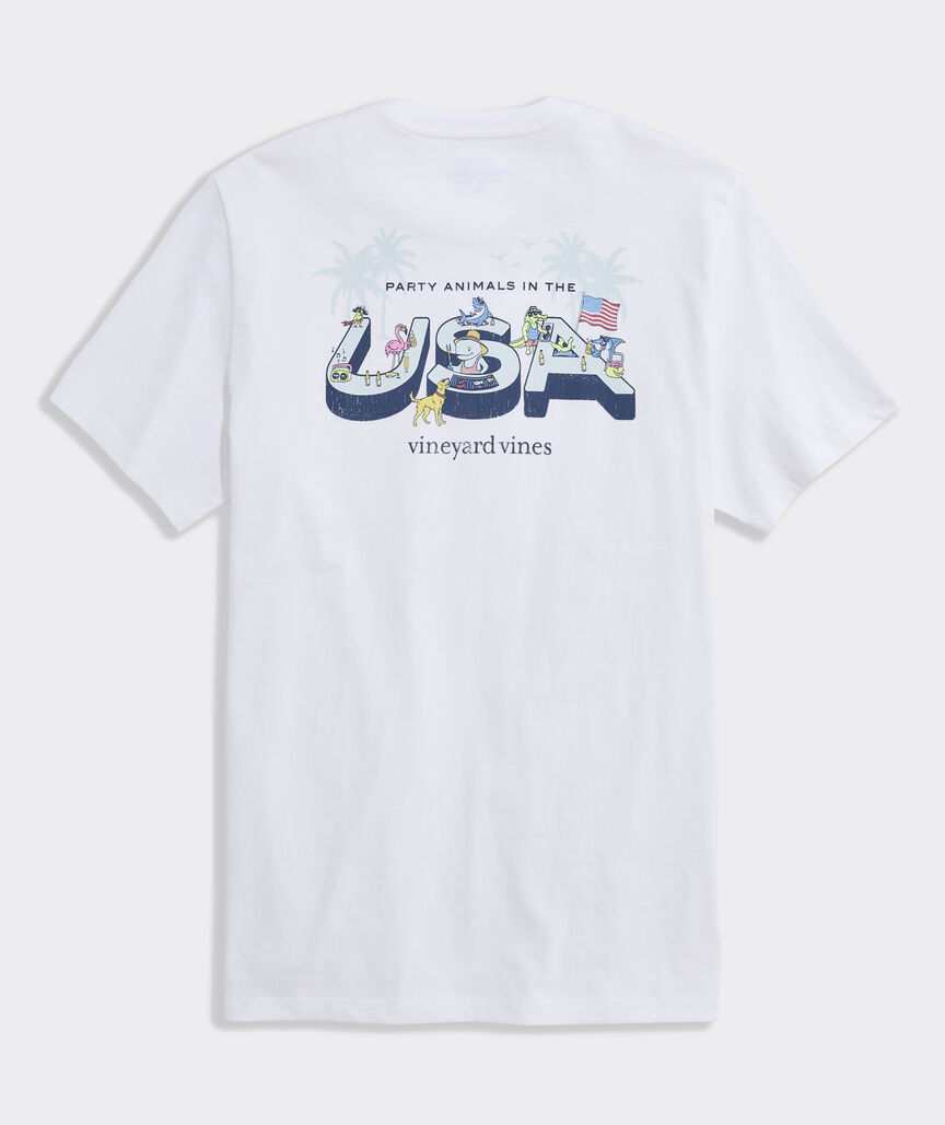 Party Animals In The USA Short-Sleeve Pocket Tee