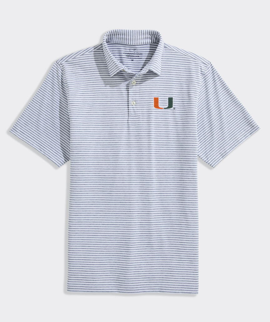 University of Miami Performance Winstead Stripe Sankaty Polo