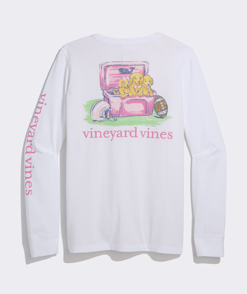 Football Field Pups Long-Sleeve Pocket Tee