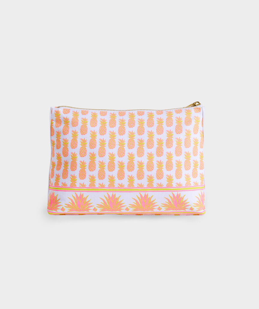 Block Print Pineapple Washed Canvas Zip Pouch