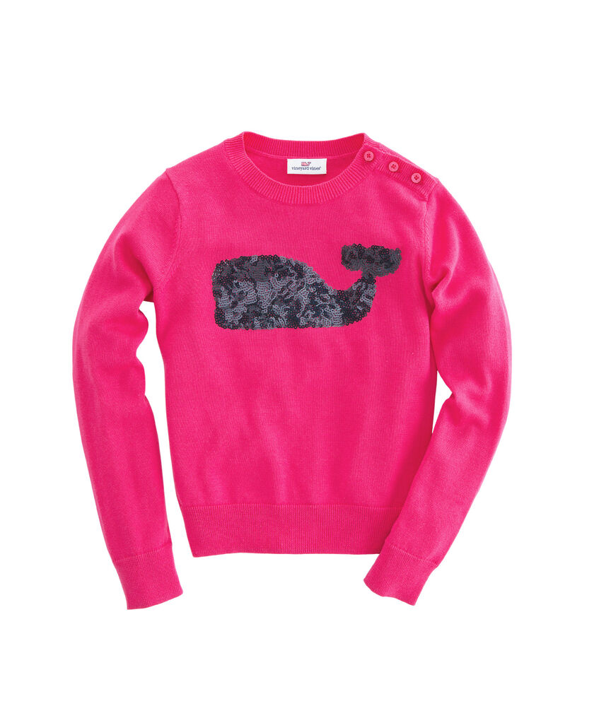 Girls Sequin Whale Crewneck Sweater