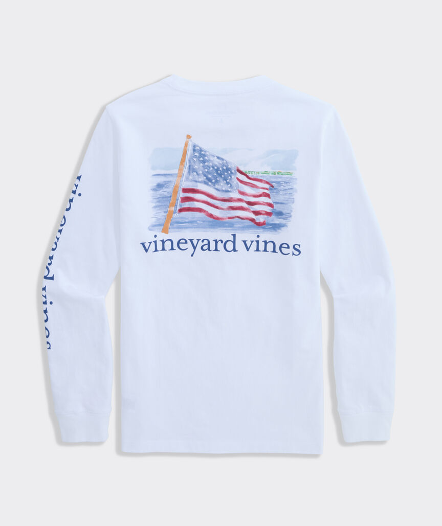 Boys' Painted Shining Sea Flag Long-Sleeve Pocket Tee
