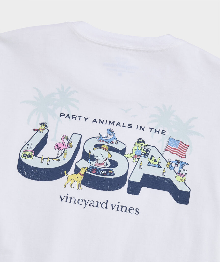 Party Animals In The USA Short-Sleeve Pocket Tee
