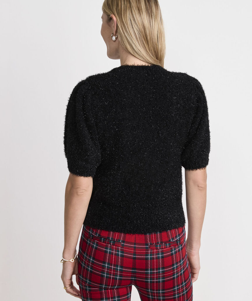 Tinsel Short-Sleeve Crewneck Sweater