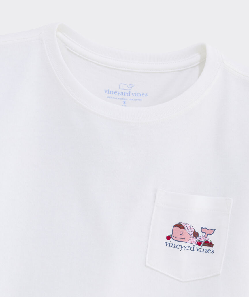 Girls' Apple Picking Whale Long-Sleeve Pocket Tee