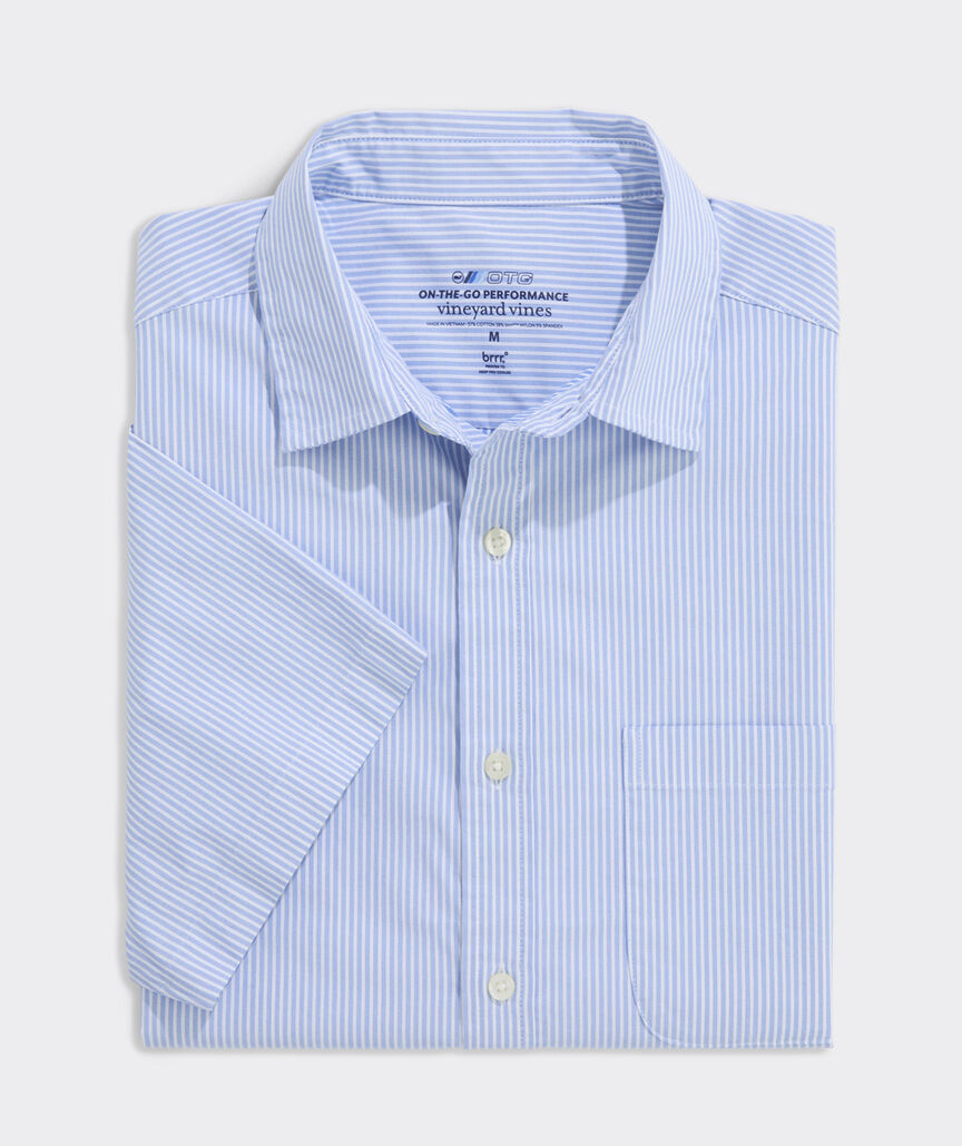 Tiburon Stripe Performance Cotton Short-Sleeve Shirt
