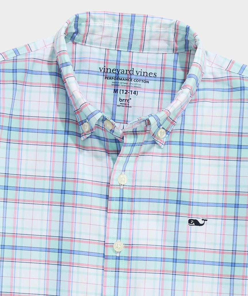 Boys' Performance Cotton Key Breeze Plaid Shirt