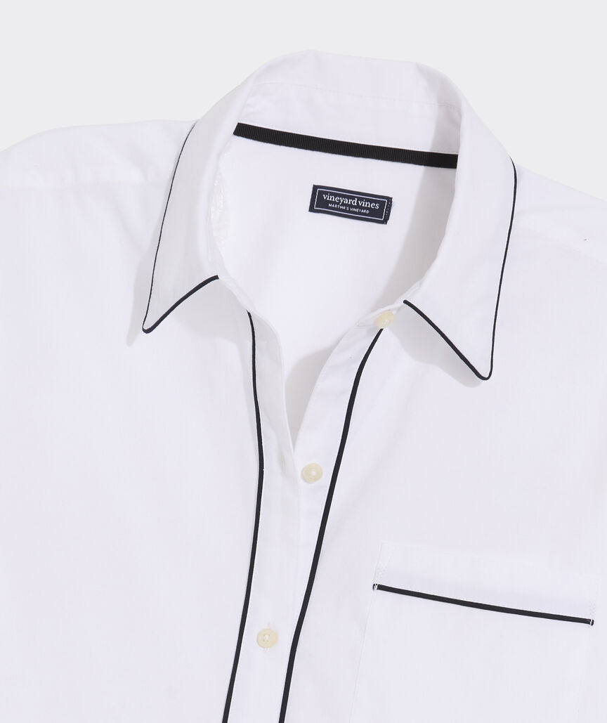 Birdie Piped Poplin Button-Down