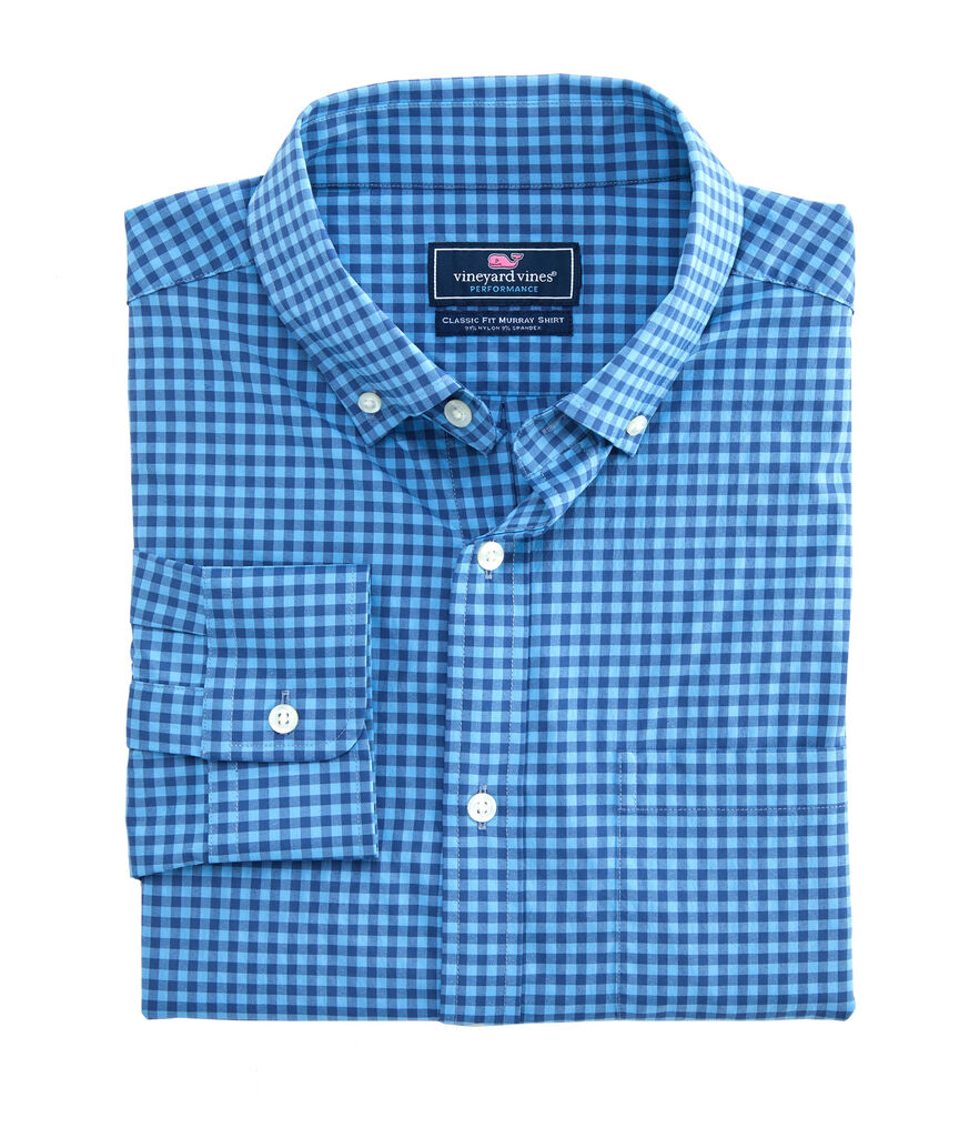 Big & Tall Performance Color-To-Color Gingham Classic Murray Shirt